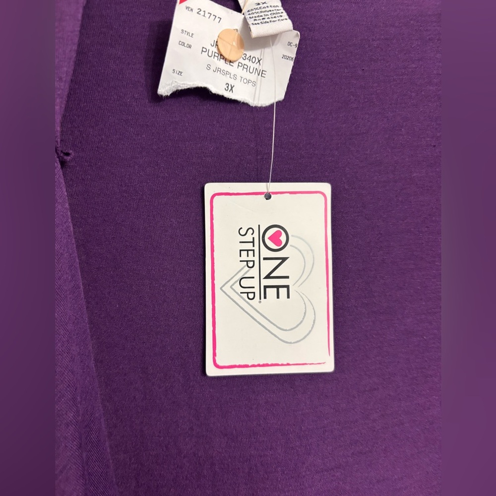 One Step Up Hoodie Cardigan Open-Front Layered Ruffle Waterfall Design Purple 3X - Picture 4 of 6